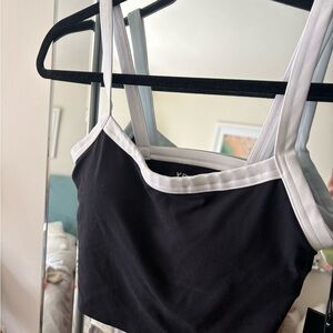 YPB Black Crop Tank Top with White Trim